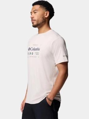tricou pentru sport, cu maneci scurte pt. barbati Columbia Kwick Hike Graphic Short Sleeve Tee nisip 3