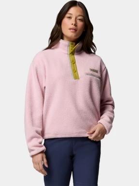 pulover polar pt. femei Columbia Helvetia II Cropped Half Snap Fleece roz 1