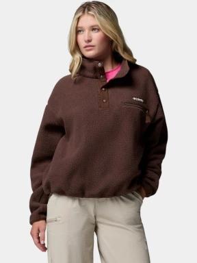 pulover polar pt. femei Columbia Helvetia II Cropped Half Snap Fleece maro 1