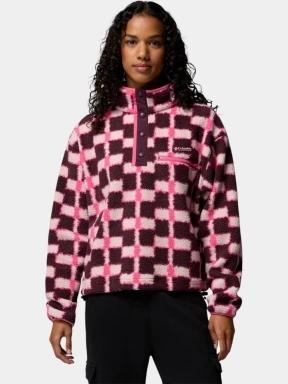 pulover polar pt. femei Columbia Helvetia II Printed Cropped Half Snap bordo 1