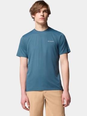 tricou pentru sport, cu maneci scurte pt. barbati Columbia Tech Trail Utility Short Sleeve Crew albastru 1