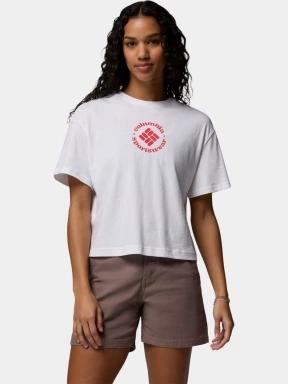 tricou cu maneci scurte pt. femei Columbia Rolling Bend Graphic Relaxed Crop Short Sleeve Shirt alb 1