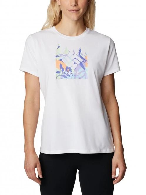 tricou pentru sport, cu maneci scurte pt. femei Columbia Sun Trek Ss Graphic Tee alb 2