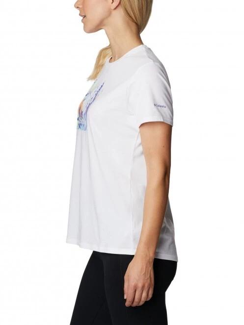 tricou pentru sport, cu maneci scurte pt. femei Columbia Sun Trek Ss Graphic Tee alb 3