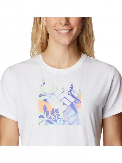tricou pentru sport, cu maneci scurte pt. femei Columbia Sun Trek Ss Graphic Tee alb 5