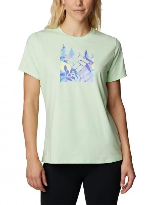 tricou pentru sport, cu maneci scurte pt. femei Columbia Sun Trek Ss Graphic Tee verde 2