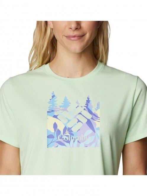 tricou pentru sport, cu maneci scurte pt. femei Columbia Sun Trek Ss Graphic Tee verde 5