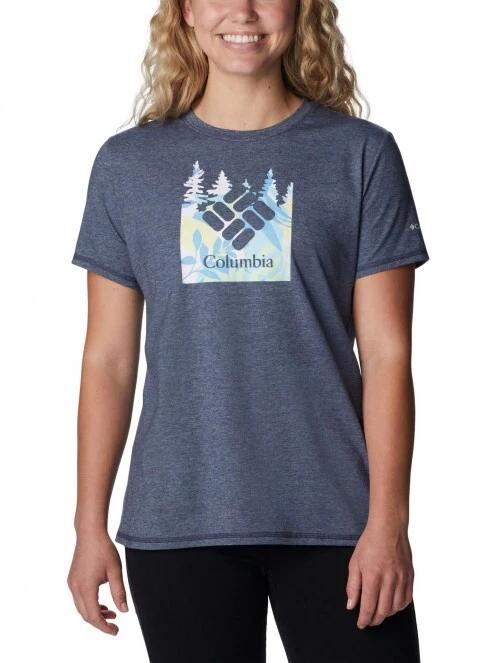 tricou pentru sport, cu maneci scurte pt. femei Columbia Sun Trek Ss Graphic Tee albastru 2