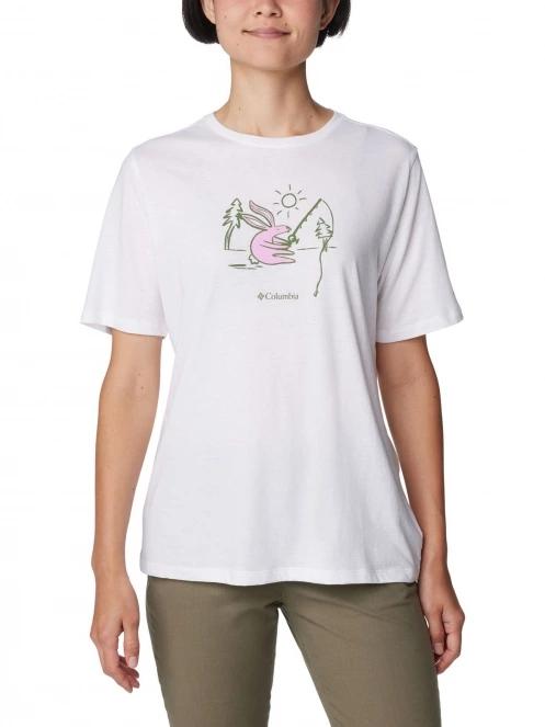 tricou cu maneci scurte pt. femei Columbia Bluebird Day Relaxed Crew Neck alb 2