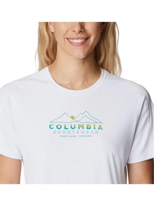 tricou pentru sport, cu maneci scurte pt. femei Columbia W Zero Rules Graphic Crew alb 5