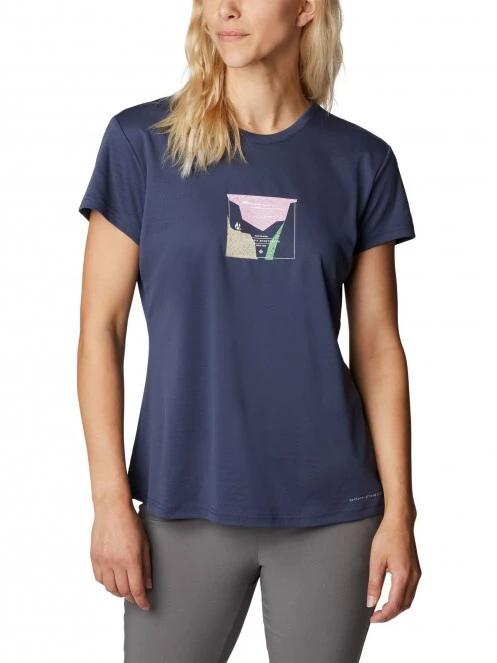 tricou pentru sport, cu maneci scurte pt. femei Columbia W Cirro Ice Graphic Ss Crew albastru 2