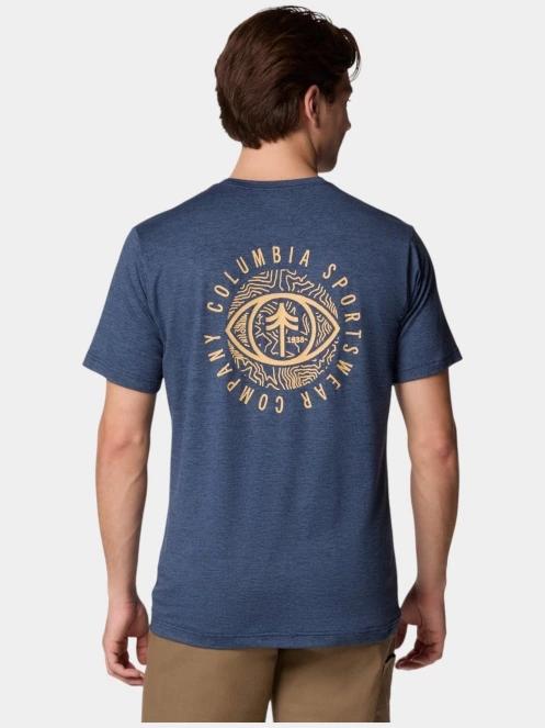 tricou pentru sport, cu maneci scurte pt. barbati Columbia Kwick Hike Back Graphic SS Tee albastru 4