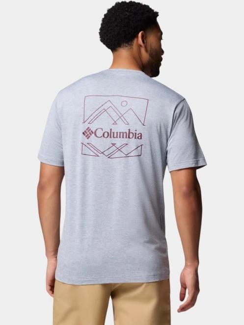 tricou pentru sport, cu maneci scurte pt. barbati Columbia Kwick Hike Back Graphic Short Sleeve Tee gri 4