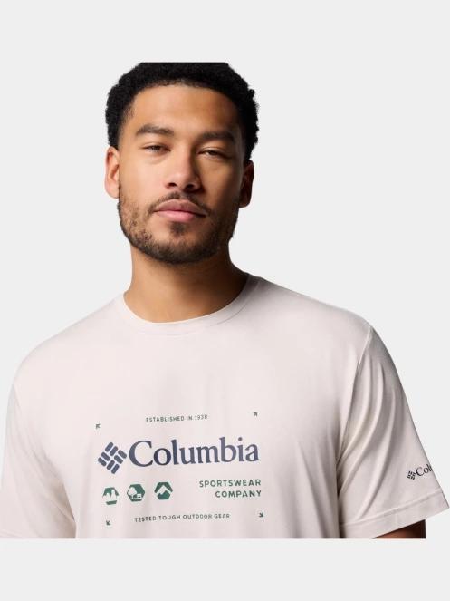tricou pentru sport, cu maneci scurte pt. barbati Columbia Kwick Hike Graphic Short Sleeve Tee nisip 6