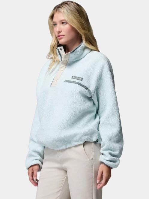 pulover polar pt. femei Columbia Helvetia II Cropped Half Snap Fleece verde deschis 3