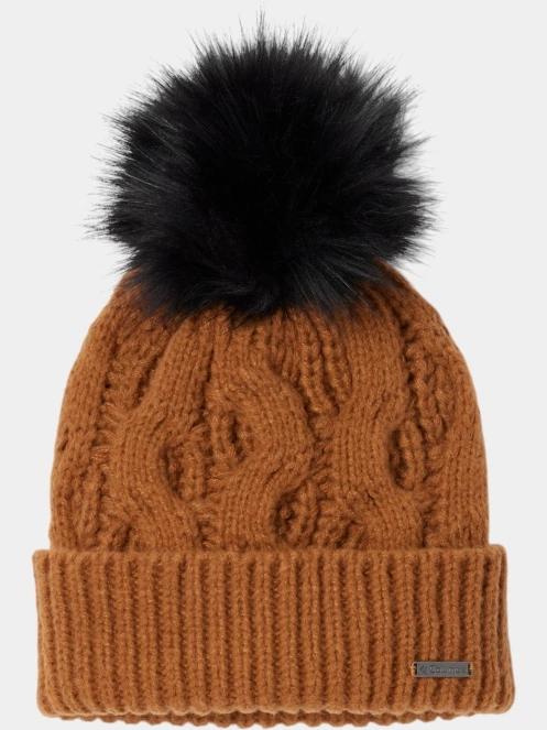 caciula cu mot pt. femei Columbia Boundless Days Cable Knit Pom Beanie maro 2