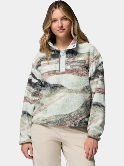 pulover polar pt. femei Columbia Helvetia II Printed Cropped Half Snap verde 2