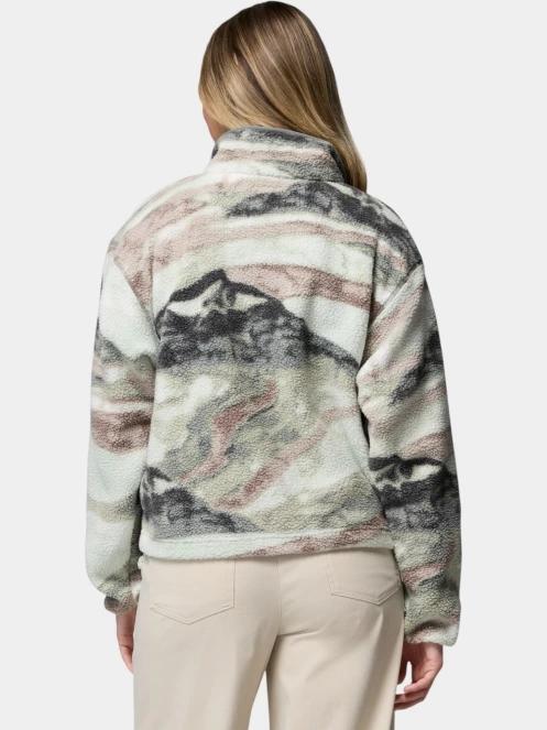 pulover polar pt. femei Columbia Helvetia II Printed Cropped Half Snap verde 4
