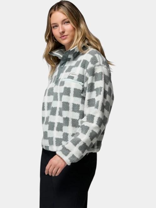 pulover polar pt. femei Columbia Helvetia II Printed Cropped Half Snap verde inchis 3