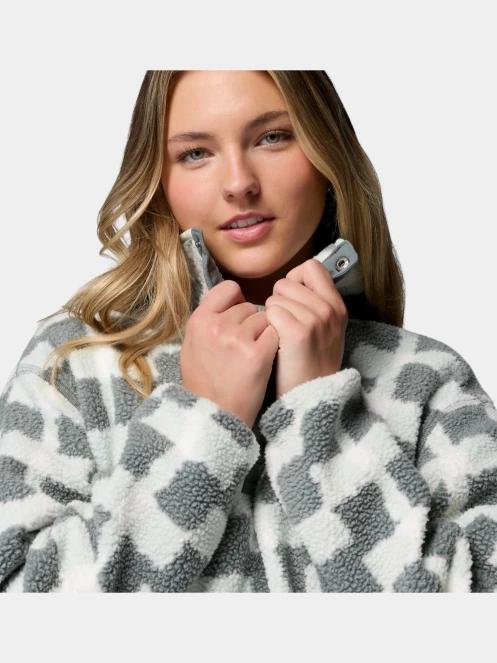 pulover polar pt. femei Columbia Helvetia II Printed Cropped Half Snap verde inchis 6