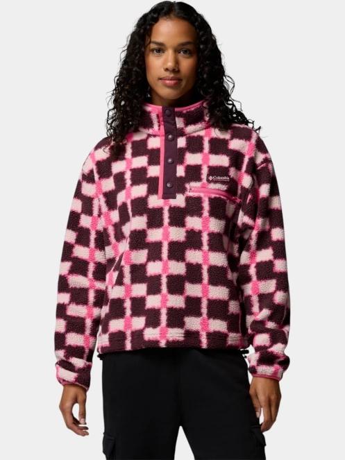 pulover polar pt. femei Columbia Helvetia II Printed Cropped Half Snap bordo 2