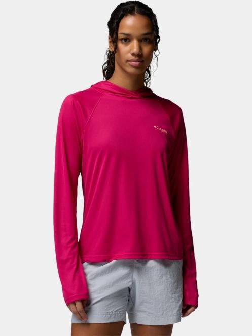 tricou cu maneci lungi, pentru sport pt. femei Columbia Tidal Tee II Hoodie magenta 2