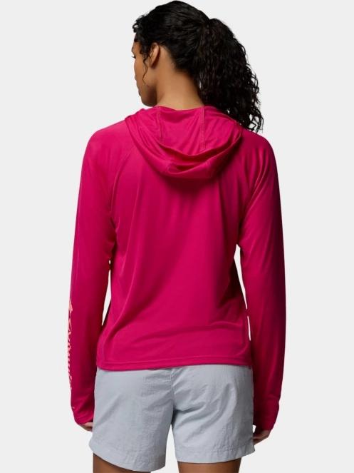 tricou cu maneci lungi, pentru sport pt. femei Columbia Tidal Tee II Hoodie magenta 4