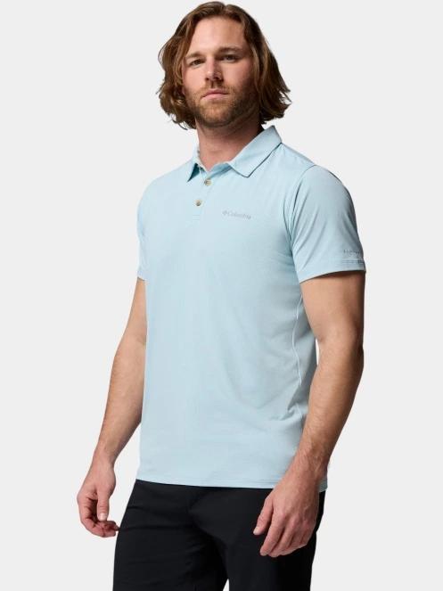 tricou de sport, cu guler pt. barbati Columbia Tech Trail Utility Polo albastru deschis 3