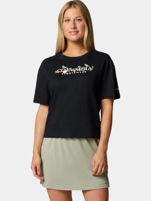 crop top pt. femei Columbia Rolling Bend Graphic Relaxed Crop Short Sleeve Shirt negru 2