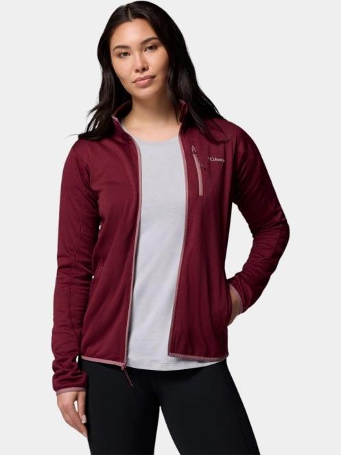 pulover polar pt. femei Columbia Essential Hike Grid Fleece Full Zip rosu 5