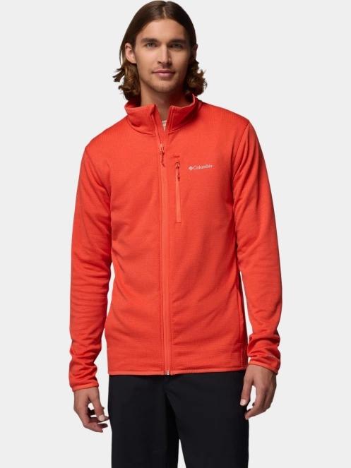 pulover polar pt. barbati Columbia Essential Hike Grid Fleece Full Zip rosu 2