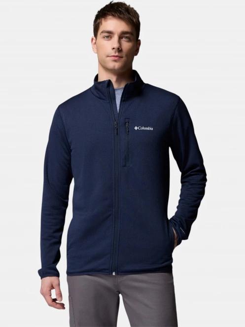 pulover polar pt. barbati Columbia Essential Hike Grid Fleece Full Zip albastru inchis 2