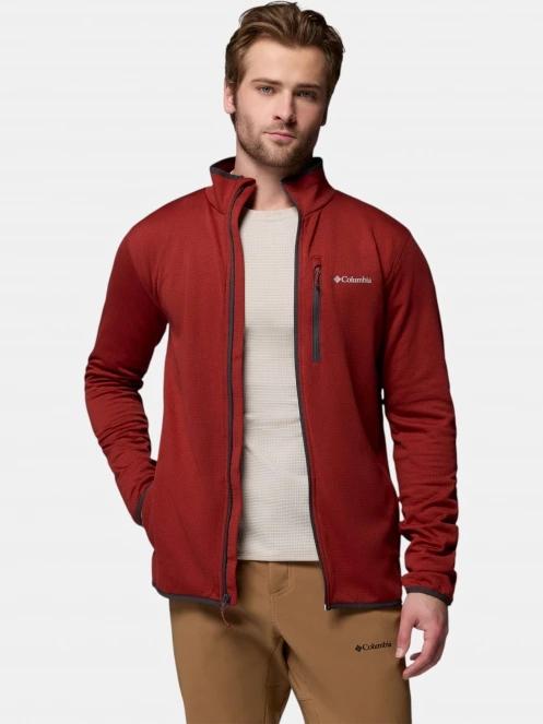 pulover polar pt. barbati Columbia Essential Hike Grid Fleece Full Zip rosu 6