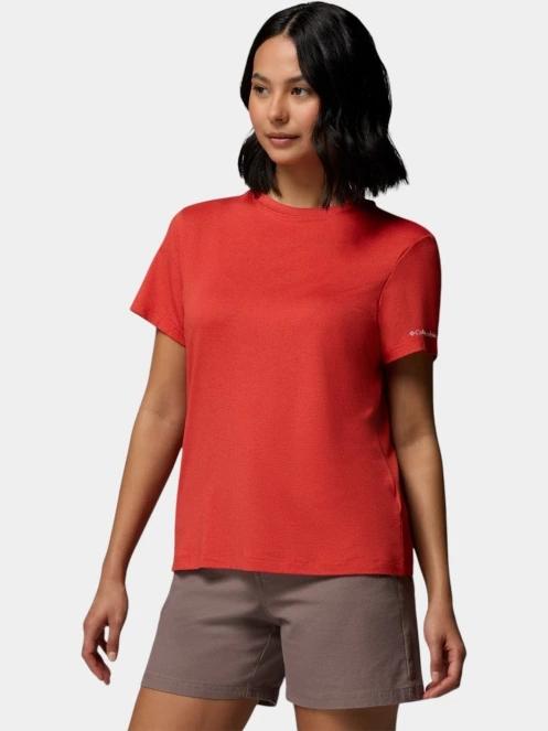 tricou pentru sport, cu maneci scurte pt. femei Columbia Parsons Point Short Sleeve Logo Tee rosu 3