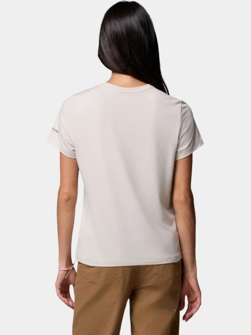 tricou pentru sport, cu maneci scurte pt. femei Columbia Parsons Point  Short Sleeve Logo Tee nisip 4