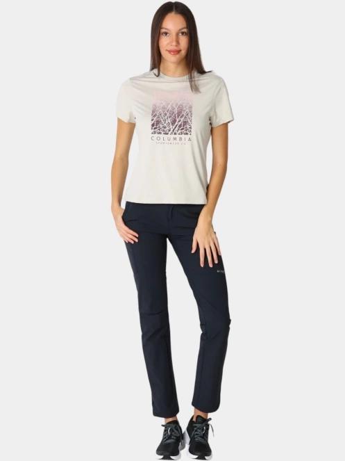 tricou pentru sport, cu maneci scurte pt. femei Columbia Parsons Point  Short Sleeve Graphic Tee nisip 5